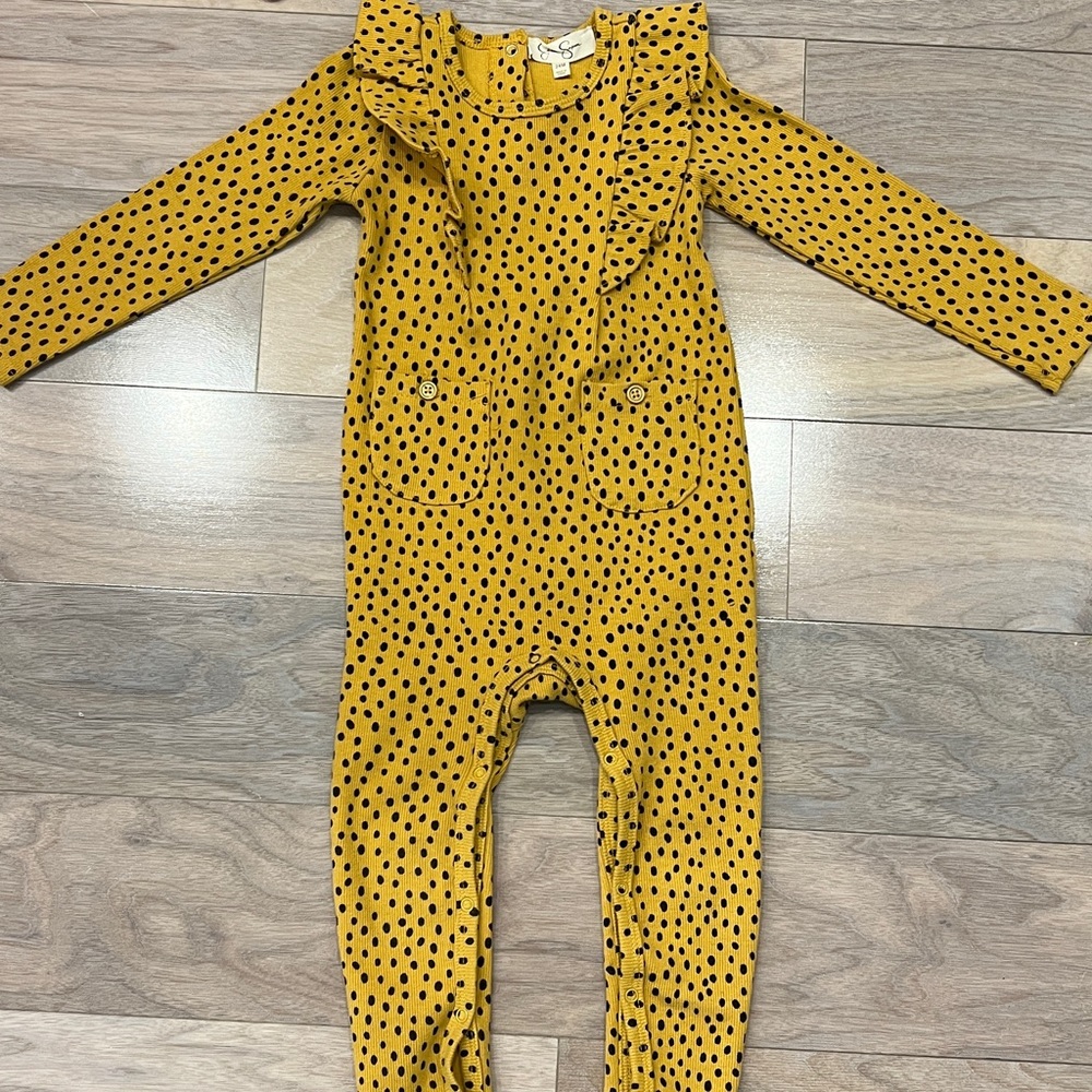 Jessica Simpson baby girl overalls+headband sz 24 mon